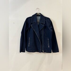 Ladies Mark Dark Jean Motto Jacket. Size L. Like New Condition